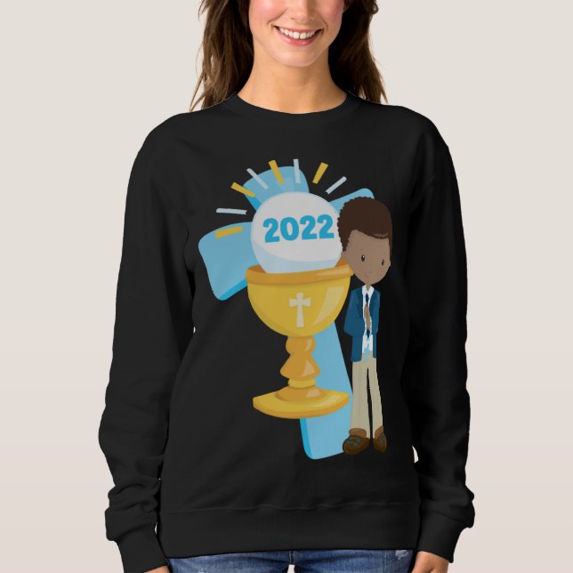 Sudadera African American Boys First Communion Black Boy Cr (Anverso)