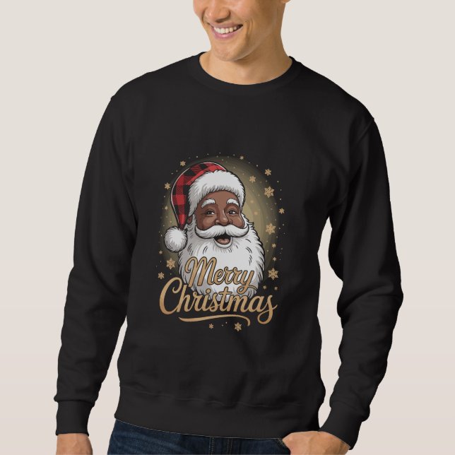 Sudadera African American Christmas Pajamas Santa Claus  (Anverso)