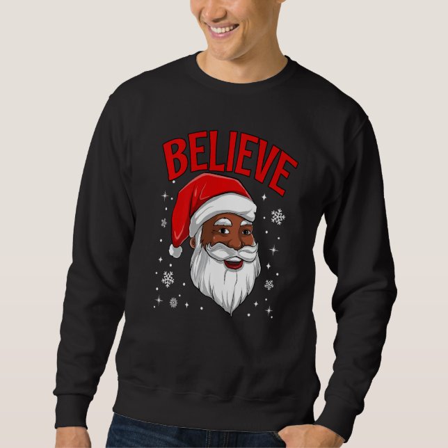 Sudadera African American Santa Claus Believe Black Afro Xm (Anverso)