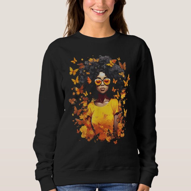 Sudadera African American Woman Black Girl Music Butterflie (Anverso)