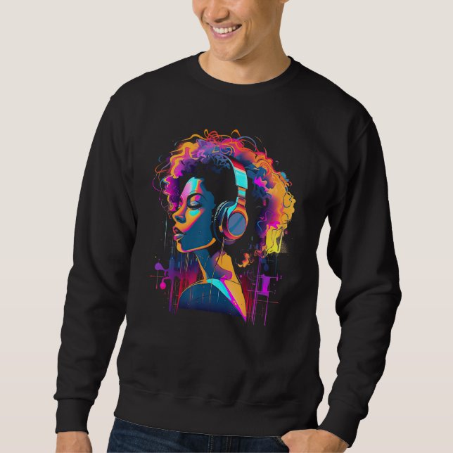 Sudadera African American Woman Black Girl Music Graffiti A (Anverso)