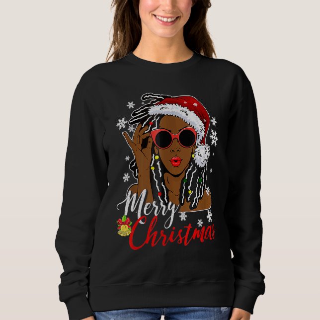 Sudadera African Black Girl Christmas Santa Claus Merry Chr (Anverso)