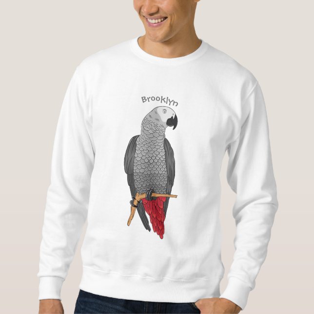 Sudadera African grey parrot cartoon illustration  (Anverso)