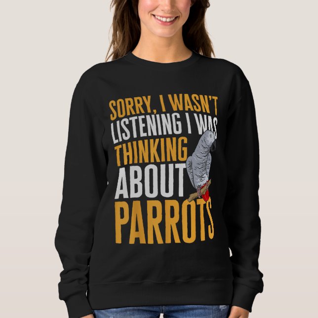 Sudadera African Grey Parrot Thinking About Parrots (Anverso)