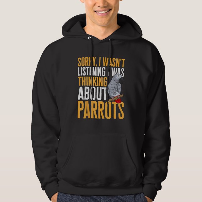 Sudadera African Grey Parrot Thinking About Parrots (Anverso)