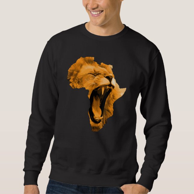Sudadera African Lion Roaring Safari Culture Africa Map (Anverso)