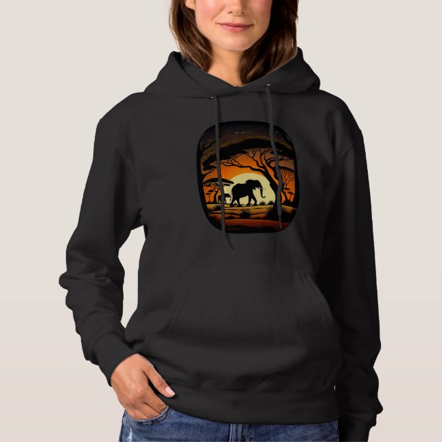 Sudadera African Safari Savanna Scene Elephant  Wildlife (Anverso)
