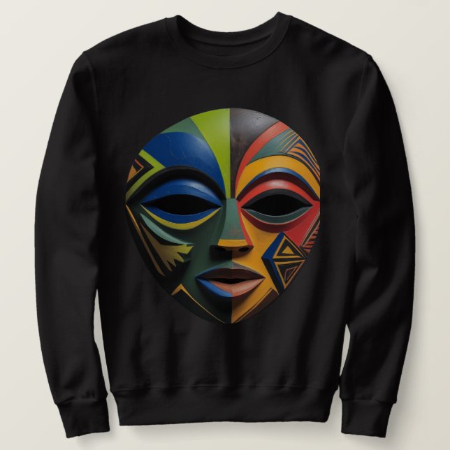 Sudadera African Tribal Mask Cubism Abstract  (Anverso del diseño)