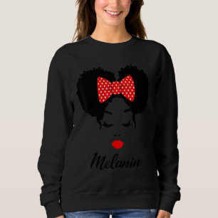 Sudadera Afro Diva Red Lips Bow Tie Black Chica Magic Puffs