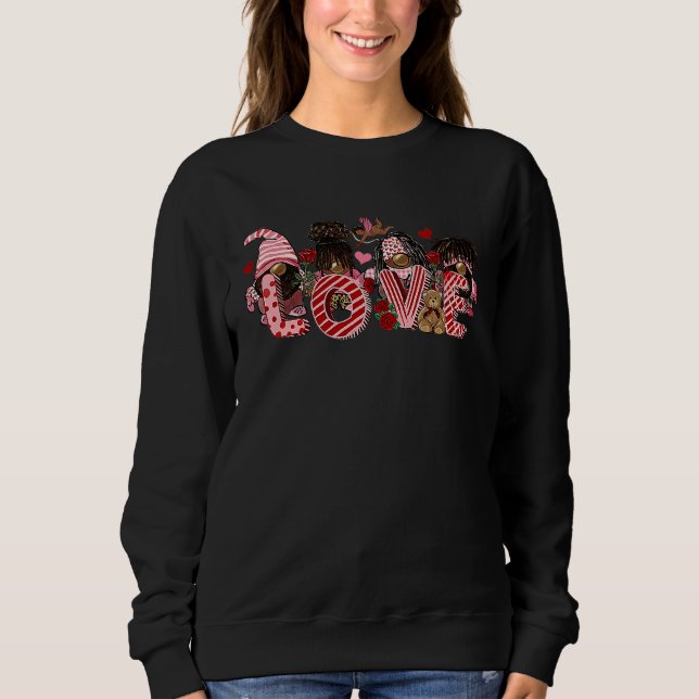 Sudadera Afro Gnome Love Valentine African American Valenti (Anverso)