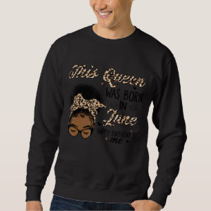 Sudadera Afro June Queen Leopard Messy Bun Cumpleaños Negro