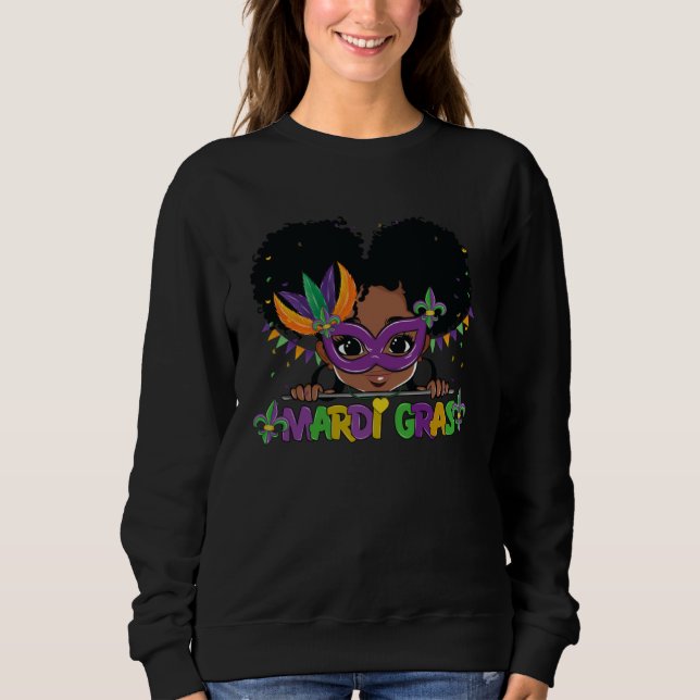 Sudadera Afro Mardi Gras Black Women Carnival Afro Messy Ma (Anverso)