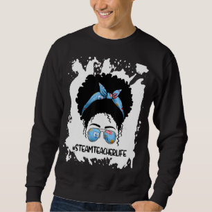 Sudadera Afro Messy Bun Steam Teacher Primer Día De La Escu