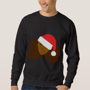 Sudadera Afro Puff Black Woman Santa Hat Natural Hair Chris