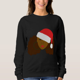 Sudadera Afro Puff Black Woman Santa Hat Natural Hair Chris