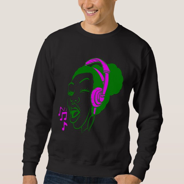 Sudadera Afro puff  girl singing  for teens and women (Anverso)