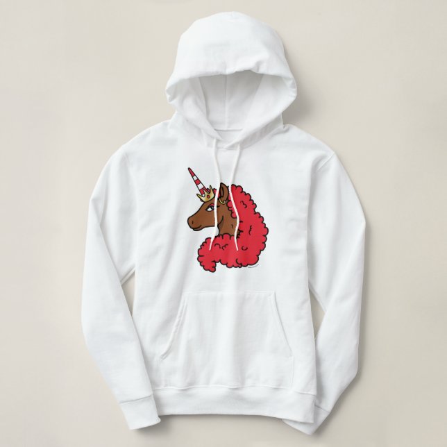 Sudadera Afro rojo unicornio (Diseño del anverso)