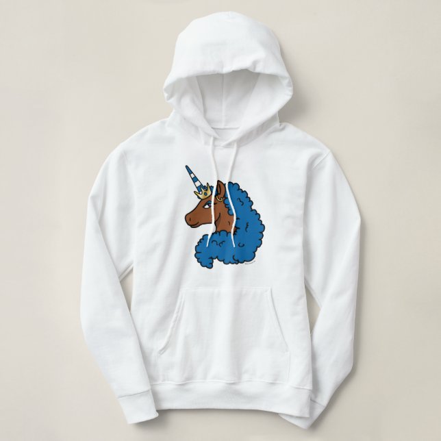 Sudadera Afro unicornio azul (Diseño del anverso)