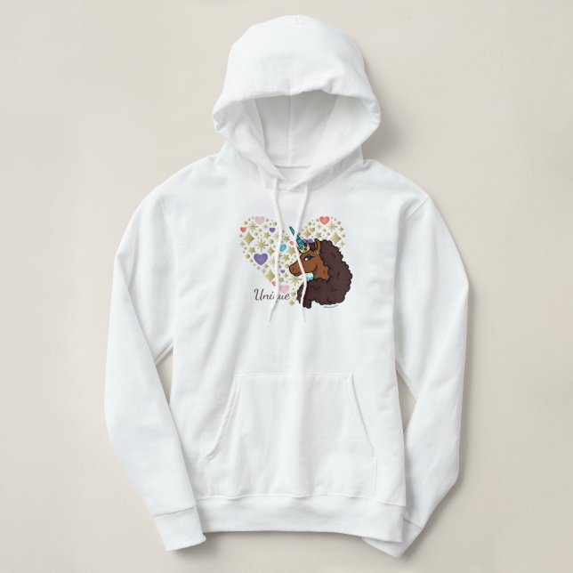 Sudadera Afro Unicornio | Diseño de corazón único (Diseño del anverso)