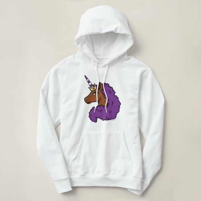 Sudadera Afro Unicornio púrpura (Diseño del anverso)