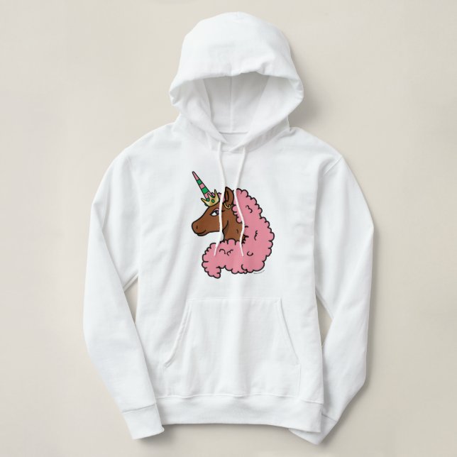 Sudadera Afro Unicornio rosa claro (Diseño del anverso)
