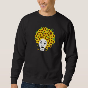 Sudadera Afroamericana mujer negra girasol floral afro