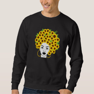 Sudadera Afroamericana mujer negra girasol floral afro