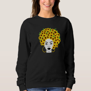 Sudadera Afroamericana mujer negra girasol floral afro