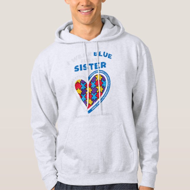 Sudadera Agarra este lindo rompecabezas de azul para mi her (Anverso)