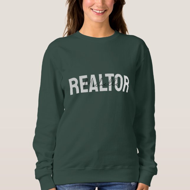 Sudadera Agente Inmobiliario Realtor Script Name Pink (Anverso)