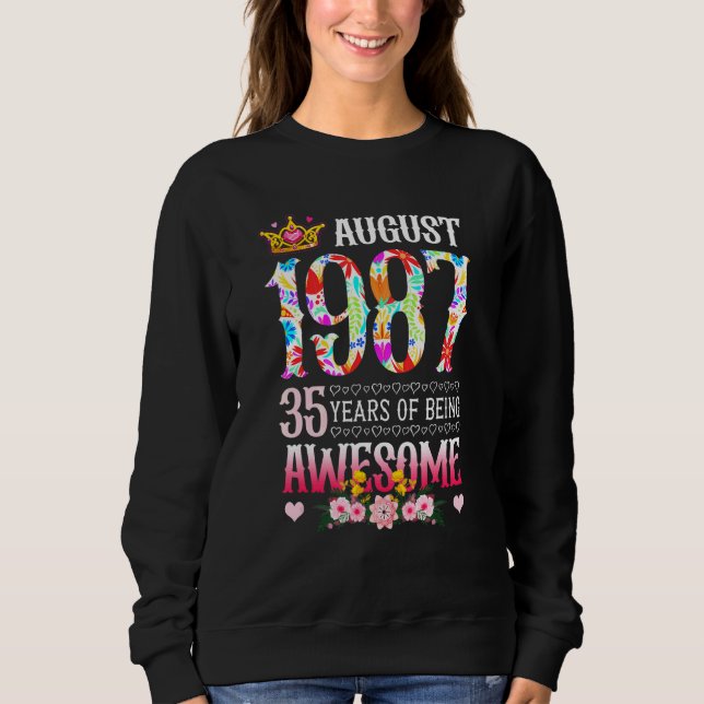 Sudadera Agosto 1987 35º Cumpleaños 35 Años De Ser Awesom (Anverso)