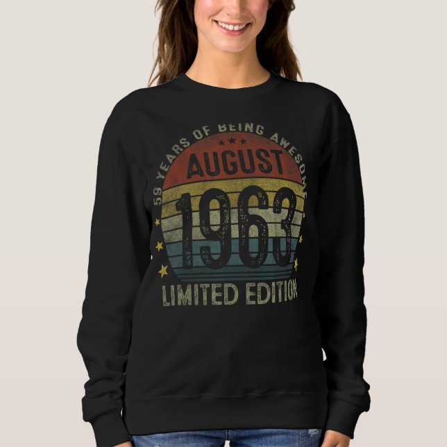 Sudadera Agosto de 1963 59º cumpleaños 59 años (Anverso)