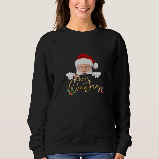 Sudadera Agradable Santa Claus Feliz Navidad Black Lady (Anverso)