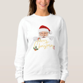 Sudadera Agradable Santa Claus Feliz Navidad Mujer Blanca