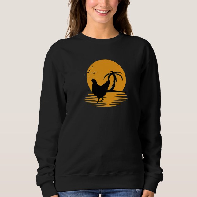 Sudadera Agricultor divertido de pollo retro Sunset (Anverso)