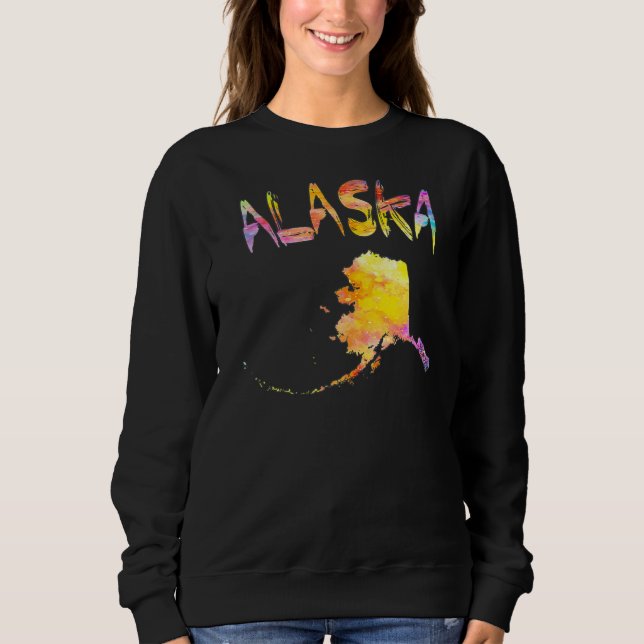 Sudadera Agua multicolor Alaska Estado Mapa arte digital (Anverso)