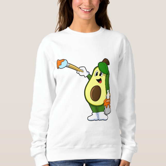 Sudadera Aguacate como pintador con pincel de pintura (Anverso)