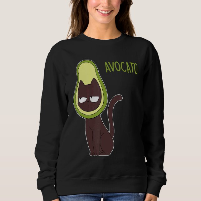 Sudadera Aguacate Cute Vegan Gato Aguacate Niños Mujeres (Anverso)