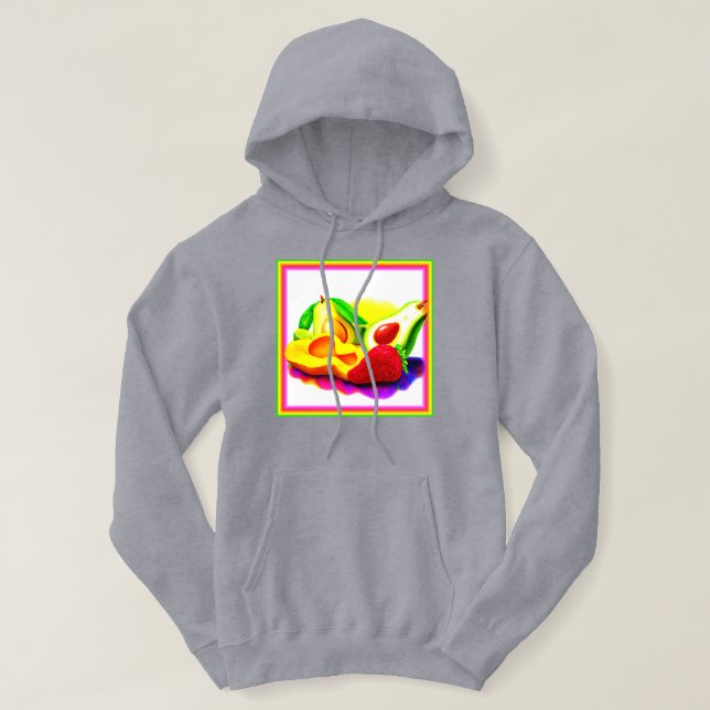 Sudadera Aguacate tropical, fresa y mango. ¡Hazte con una e (Diseño del anverso)