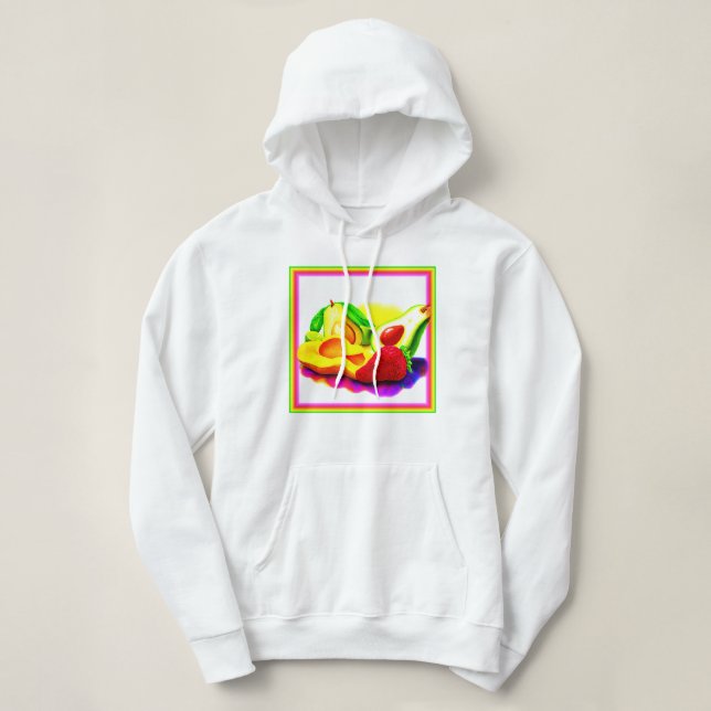 Sudadera Aguacate tropical, fresa y mango. ¡Hazte con una e (Diseño del anverso)