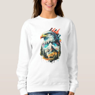 Sudadera Águila acuática y arte paisajístico de montaña