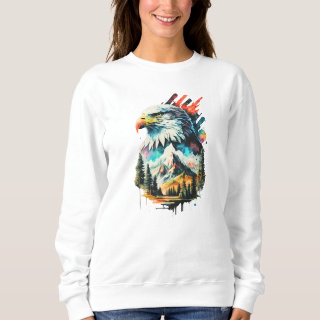 Sudadera Águila acuática y arte paisajístico de montaña (Anverso)