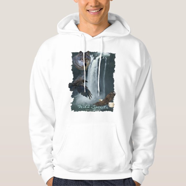 Sudadera Aguila, Lobo, Raven & Falls Nature Scene Hoodie (Anverso)