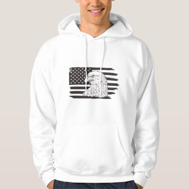 Sudadera Águila Orgullosa con bandera estadounidense (Anverso)