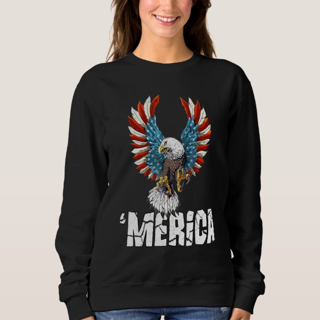 Sudadera Águila Patriótica 4 De Julio Hombres De Bandera Es (Anverso)
