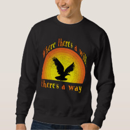 Sudadera Águila Retro 'Donde Hay una Voluntad' Motivacional