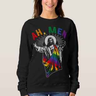 Sudadera Ah Men Funny Orgullo Gay LGBT Jesús Bandera Arcoir