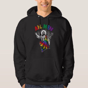 Sudadera Ah Men Lgbt Orgullo Gay Jesús Bandera Arcoiris Cri