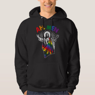 Sudadera Ah Men Lgbt Orgullo Gay Jesús Bandera Arcoiris Cri