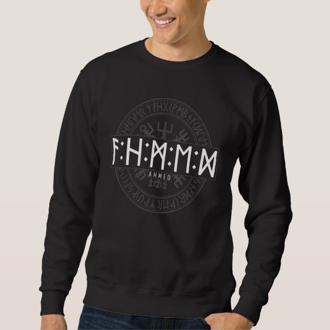 Sudadera Ahmed en Futhark corre viking (Anverso)